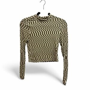 Checker print long sleeve top